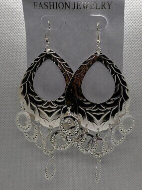 3For$20 Fashion Jewelry Silver Filigree Teardrop Chandelier Earrings